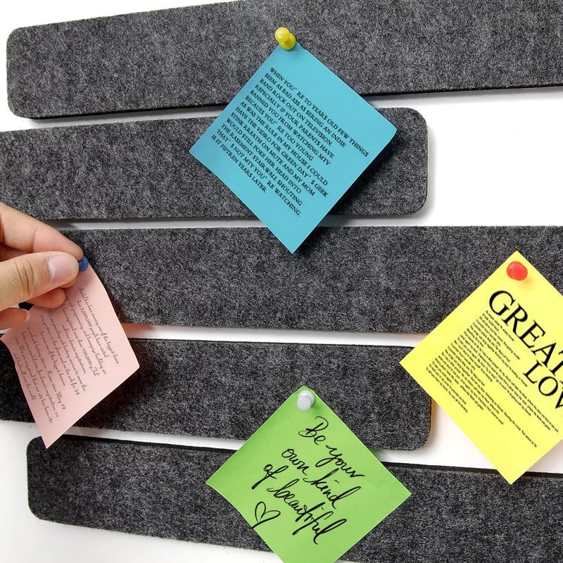Arlasuo Felt Pin Board Bar Strips Bulletin Board for Bedrooms Offices Home Wall Decoration, Notice Board Self Adhesive Cork Board with 35 Push Pins for Paste Notes, Photos, Schedules - Image 3